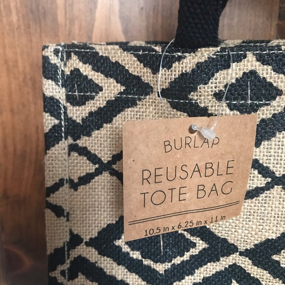 Sold Out 4/$12 Sale Burlap Tote Bag Reusable Made In India New With Tag - Picture 3 of 5